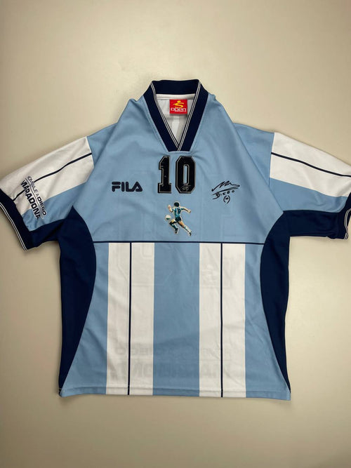 2001 Argentina Fila Homenaje a Diego Maradona Tribute Shirt #10 Testimonial Jersey M size
